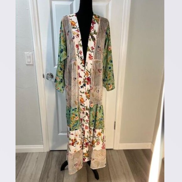 Dani Floral Kimono/Robe in Turquoise from Anthropologie - One Size - NWT - Picture 5 of 9
